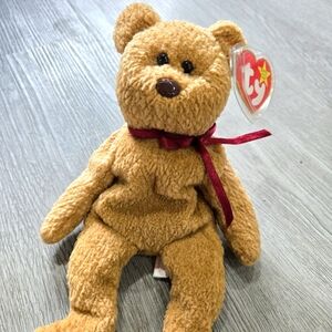 Rare Brown Stuffed Teddy Bear with Red Ribbon NWT